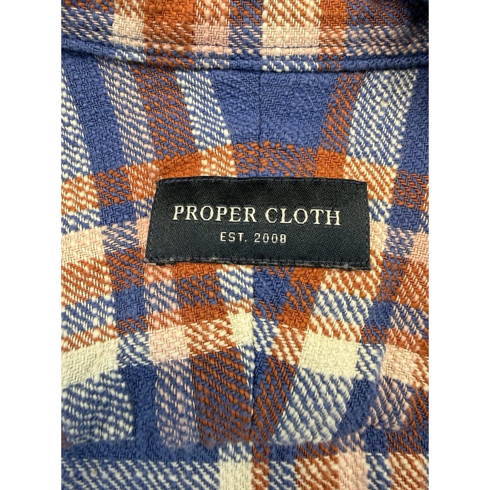 Proper Cloth Mens Flannel Shirt 2XL Relaxed Cotton Plaid Blue Red Workwear - Picture 2 of 10